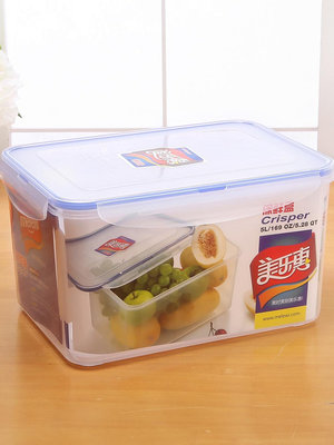 大容量5L長方形冰箱保鮮盒微波爐飯盒食品收納盒塑料密封冷凍冷藏-泡芙吃奶油