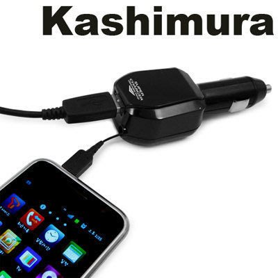 【優洛帕精品-汽車用品】日本Kashimura USB+microUSB雙頭充電器htc/sony/samsung車充 點煙器AJ-327