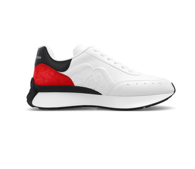 [全新真品代購-S/S24 新品!] Alexander McQueen 麂皮拼接 白色 休閒鞋 / 運動鞋 (AMQ)
