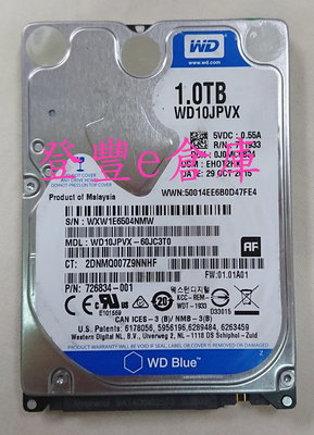 【登豐e倉庫】 YF781 WD10JPVX-60JC3T0 1TB SATA3 硬碟