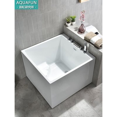 正方形浴缸成人家用情侶雙人小戶型座位浴盆日式獨立式~特價精品  夏季