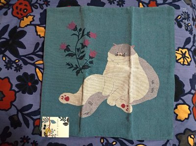 【快速】日本企劃 Friendshill 蘇格蘭摺耳貓 & 花 靠枕套 貓 貓咪 猫 抱枕套 約45cm 棉&聚酯纖維