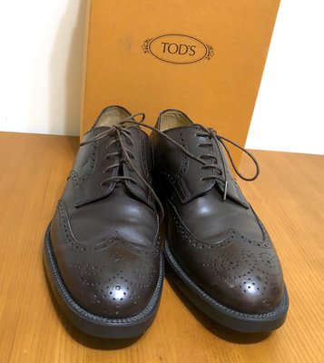 TOD'S  酒紅 真皮 男士 9 雕花皮鞋 綁帶皮鞋  MADE IN ITALY