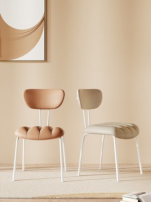 現代簡約餐椅北歐家用設計師椅子咖啡廳酒店網紅舒適奶油風靠背椅