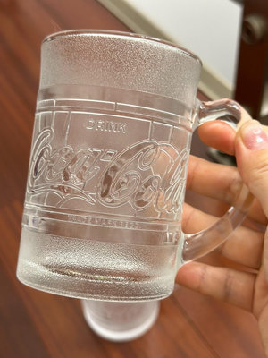 中古紀念版  可口可樂古董馬克杯 磨砂立體浮雕質感 玻璃杯