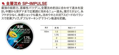 五豐釣具-kizakura 全層沉めSP-IMPULSE母線 特價550元
