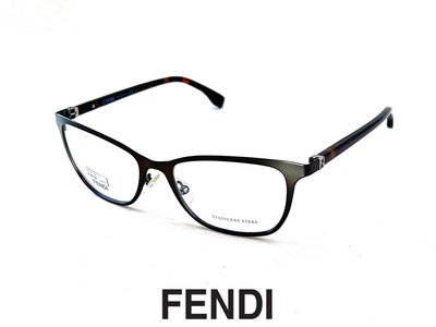 【本閣】FENDI FF0011 義大利精品光學眼鏡鈦金屬方框 古銅色玳瑁色彈簧鏡腳 近視老花 全視線抗藍光 芬迪