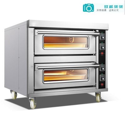 兩層烤箱220V 雙層雙盤 烤箱 2層2盤蛋糕烤爐 加石板披薩烘烤箱-玖貳柒柒
