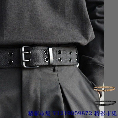 台灣現貨 韓風 高品質  基礎款  雙扣  帆布腰帶  寬版  厚帆布 純色  belt  36腰以內-精彩市集