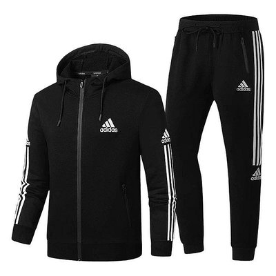Adidas阿迪達斯運動套裝男2020春新款運動休閑衛衣兩件套連帽開衫
