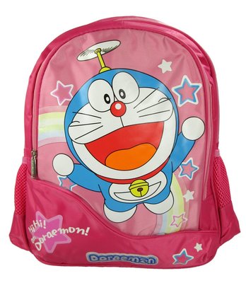 【卡漫迷】Doraemon 後背包 竹蜻蜓款 粉 ㊣版 護脊排汗 小叮噹 哆啦A夢 大於A4 大 書包 38cm 高