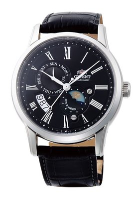 可議價【 幸福媽咪】ORIENT 東方錶 SUN&amp;MOON系列 日月相錶 皮帶款 黑色 SAK00004B