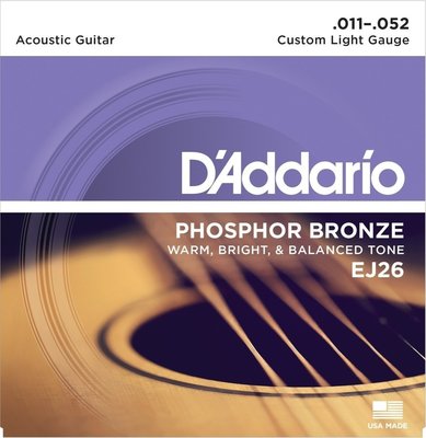 D'Addario EJ26 民謠吉他弦 Phosphor Bronze .011-.052  磷青銅 -【黃石樂器】