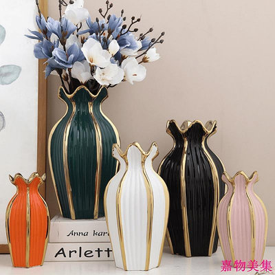 【現貨】描金陶瓷花瓶 花器 鮮花器皿 電鍍手工花瓶 裝飾品擺件