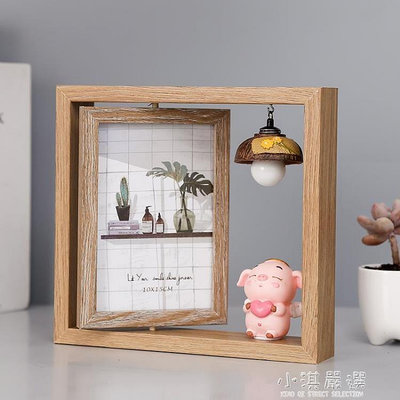 創意北歐個性鐵藝相框擺臺木質面相架簡約代照片擺件6寸六~買賣