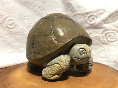 (私訊報價) (石雕-台灣. 黃天建) 黃龜甲石原皮龜 - 財