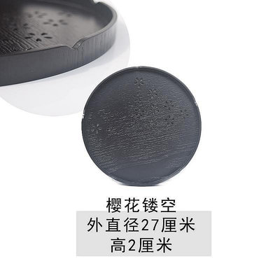 【米顏】 包郵木托盤黑色圓形托盤 歐式日本茶盤 茶具 田園風格 高檔盤子