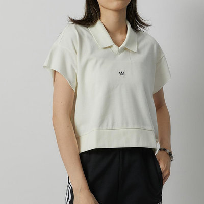 Adidas OG Polo Shirt 女 米白色 運動 休閒 短版 Polo衫 短袖 IJ5224