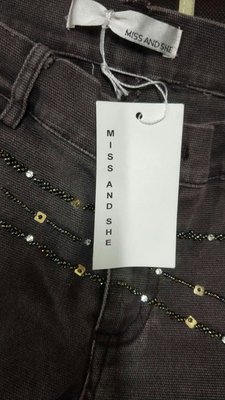 Miss & She 灰紫色單寧褲 M號