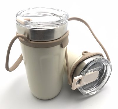 [實物拍攝 清倉拍賣] #304不鏽鋼保溫杯 咖啡杯 珍奶杯 矽膠提把 可插吸管在旁邊 550ml