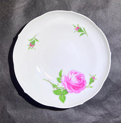 德國梅森Meissen 手繪粉玫瑰 咖啡杯碟，單碟 有小飛皮