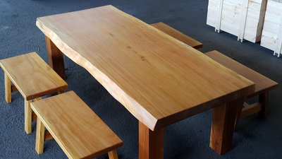 【原味手工家具】南洋檜木(貝殼杉)餐桌椅組-台南 原木 家具
