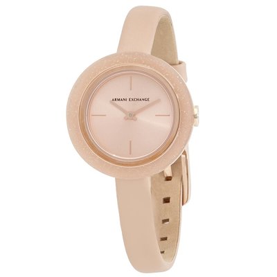 【美麗小舖】ARMANI EXCHANGE 30mm AX5906 粉膚色真皮皮帶 女錶 手錶 腕錶-現貨在台