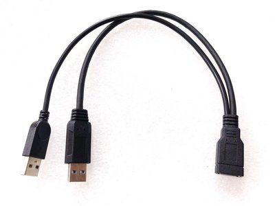 雙A公對A母 Y型USB傳輸線 USB3.0 A母對雙A公數據延長線 USB延長 外接硬碟線 資料線帶供電 U3-065