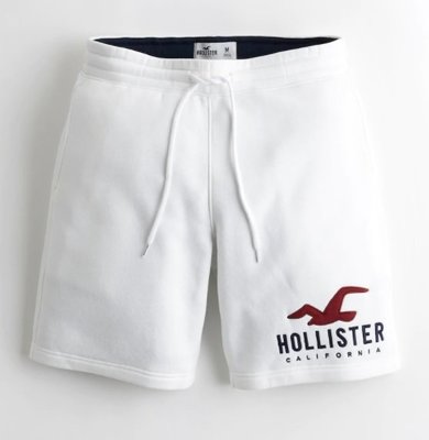 HCO Hollister 海鷗 現貨 刷毛 棉褲 短褲 車繍 LOGO 白色 美國姐妹屋