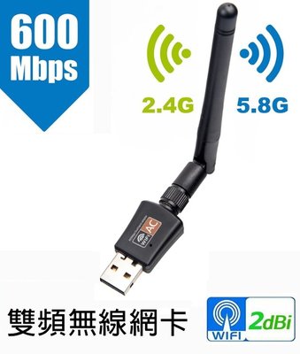 【悠閒3C商城】【台灣當日出貨】2.4G/雙頻2.4+5G  USB 無線網卡 (附天線)