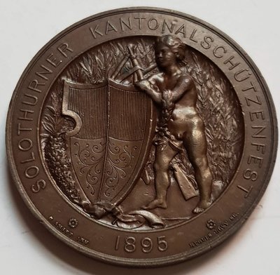瑞士銅章 1895 Swiss Kant Schutzenfest Solothurn Bronze Medal.