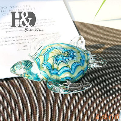 凱德百貨商城高檔水晶 玻璃海龜創意工藝品家居魚缸造景海洋動物裝飾品小擺件 紀念品禮物 交換禮