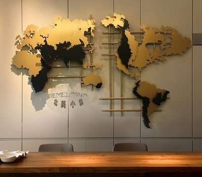 【北美小鎮】世界地圖 裝飾品 牆面壁飾 金屬壁掛件世界地圖 創意3D金屬立體牆貼 裝飾品