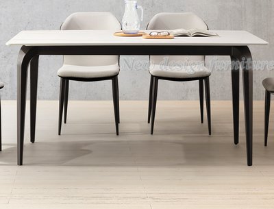 【N D Furniture】台南在地家具-黑砂鐵管腳座160cm岩板餐桌/5.3尺餐桌YH