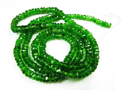【天然寶石DIY串珠材料-超值組】超美綠色鉻透輝石算盤刻面寶石珠串限量款2