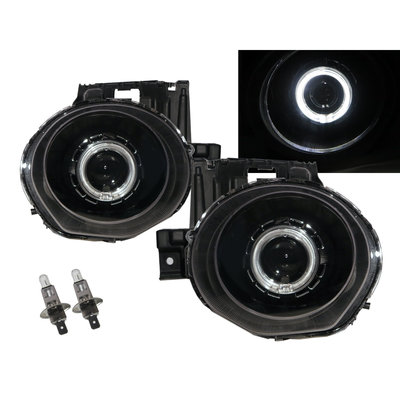卡嗶車燈 適用於 NISSAN 日產 Juke F15 MK1 11-14 光導LED天使眼光圈魚眼 歐規 大燈 黑色
