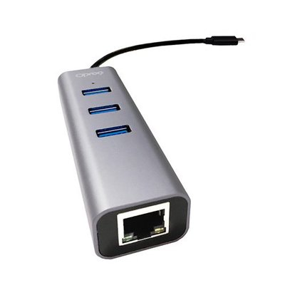 Opro9 FCA411 USB-C轉3埠USB3.0 HUB + RJ45高速網路卡 macbook 專用