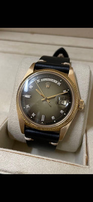 (代售)ROLEX 勞力士 1807 18K黃金 自動上鍊 漸層灰綠色點鑽面 單錶頭 RSC已驗證附發票 36MM