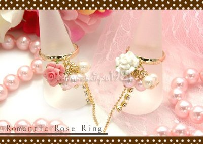emi日本精品☆PARIS KID'S 薔薇玫瑰水鑽錘鍊戒指 現貨粉色 特價$120