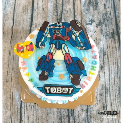 *CC手工蛋糕* -純手繪 非相片列印 機器戰士TOBOT 6吋 造型蛋糕 圖案可更改(另報價)