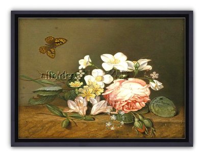 四方名畫: 浪漫古典花卉016 名家複製畫  含實木框/厚無框畫 花開富貴 可訂製尺寸