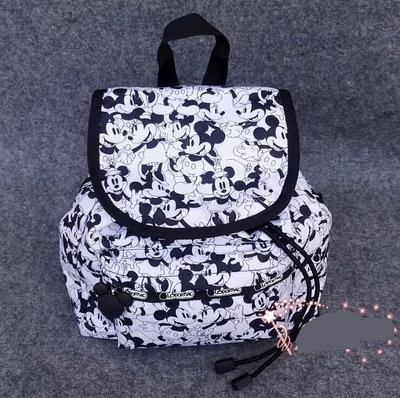 現貨 美國 LeSportsac x Disney 後背包 黑白米奇 迷你雙肩後背包 旅行包 9808 限量 明星大牌同款