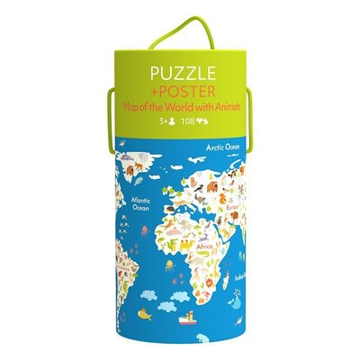 拼圖Pinwheel兒童益智地理拼圖 男孩女孩認知世界地圖6歲智力玩具罐裝燕芳如意鋪~