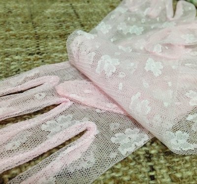 長版新娘手套紫色/粉紅色蕾絲款 婚紗 禮服
