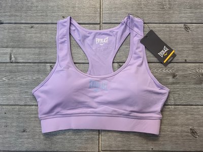 塞爾提克~推薦 美國EVERLAST 女生 運動內衣 半截背心 支撐性佳 有罩杯墊 短版 快排彈性速乾-淺紫色