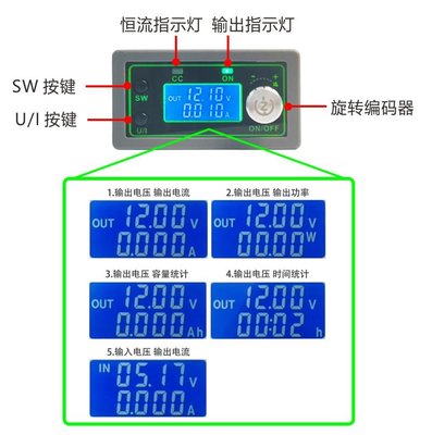 50V5A數控降壓可調電源模塊 電壓電流表恒壓恒流直流穩壓 LCD顯示