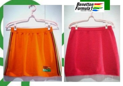 Benetton Formula 1 班尼頓方程式賽車-運動短裙外搭裙-日本製-螢光色活潑亮麗的美麗焦點!