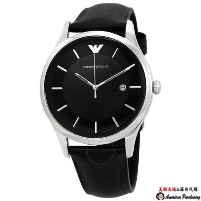 潮牌 EMPORIO ARMANI 亞曼尼手錶 AR11020 Black Leather Strap計時腕錶 手錶