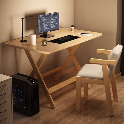 倉庫現貨出貨小戶型租房簡易電腦桌臥室免安裝桌子可折疊家用學習臺式實木書桌