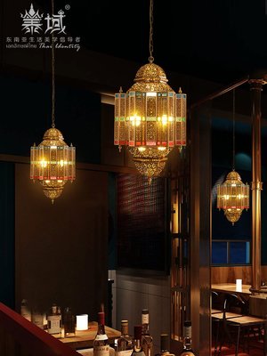 緣古珍藏 東南亞鐵藝鏤空玄關走廊燈飾 泰式SPA按摩店餐廳客廳裝飾吊燈